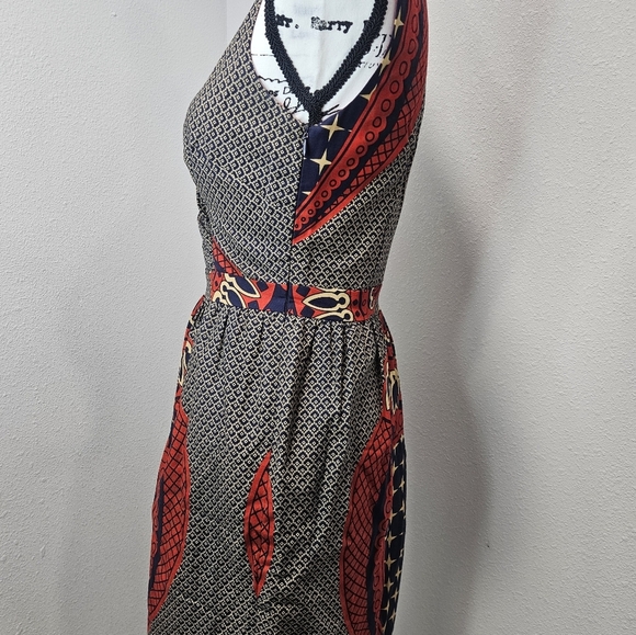 Burlapp  Wrap Bodice Banded Waist Dress Stunning Chic Mod Designer Small - Picture 3 of 9